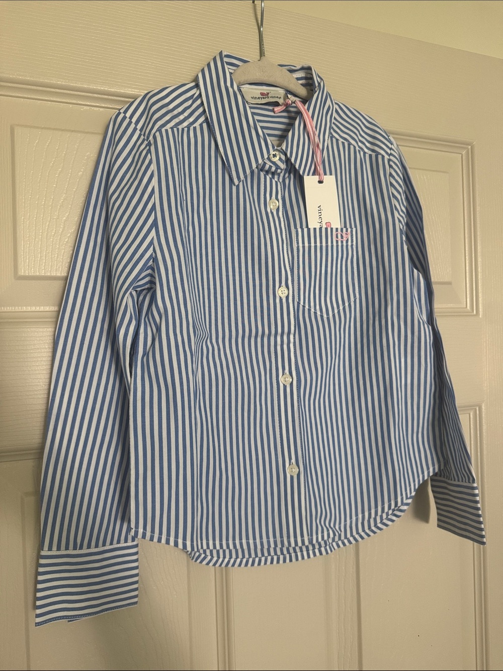Vineyard Vines Blue and White Stripe Girls' Button-Down Shirt